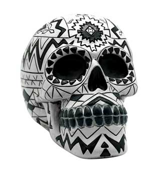 Black/ White Aztec Skull bank