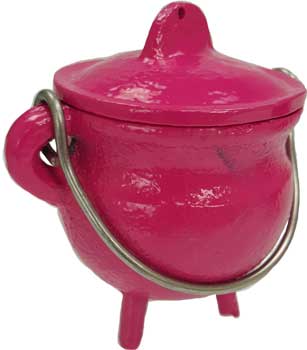 3" Pink cast iron cauldron - Click Image to Close